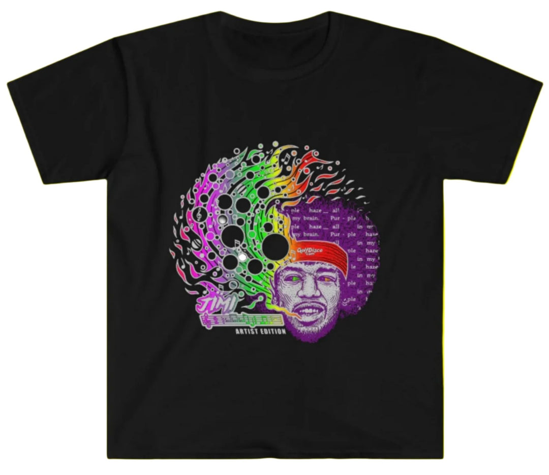 T shirt "Jimi" GolfDisco sxclusive - GILDAN - Unisex T-Shirt - Soft style Black Accessories Accessory apparel Cart Accessory collector's Cotton Crew neck DISC GOLF ACCESSORY DTG golf disco collector golf disco.com golfdisco GOLFDISCO ORIGINALS golfdisco.com jimi Men's Clothing Regular fit T-shirts Women's Clothing