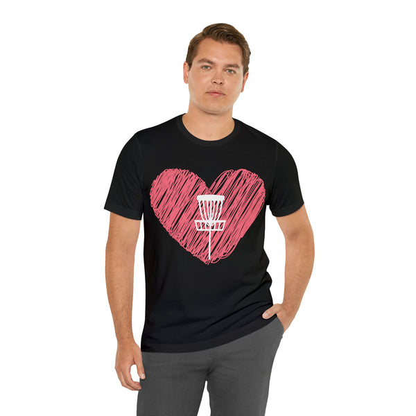 T shirt "Heart Disc Golf" Unisex Adult Size short sleeve Jersey tee, shirt - Heart - Discgolf basket Cotton Crew neck DIS GOLF FAN SHIRT DISC GOLF SHIRT DTG GOLFDISCO GOLFDISCO.COM I HEART DISC GOLF I LOVE DISC GOLF SHIRT Men's Clothing Regular fit T-shirts Unisex Women's Clothing