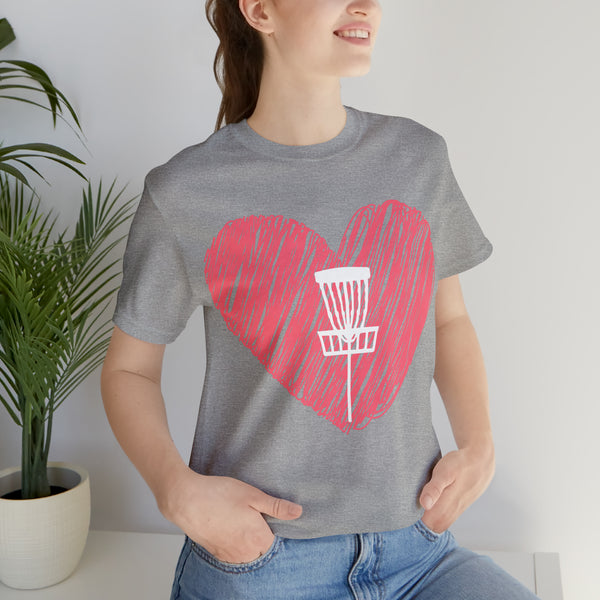 T shirt "Heart Disc Golf" Unisex Adult Size short sleeve Jersey tee, shirt - Heart - Discgolf basket Cotton Crew neck DIS GOLF FAN SHIRT DISC GOLF SHIRT DTG GOLFDISCO GOLFDISCO.COM I HEART DISC GOLF I LOVE DISC GOLF SHIRT Men's Clothing Regular fit T-shirts Unisex Women's Clothing