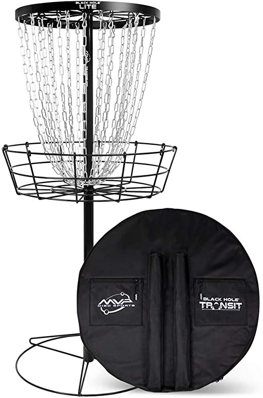 mvp black hole lite - disc golf basket/target black w/transit bag