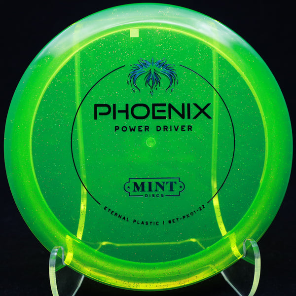 mint discs - phoenix - eternal - overstable distance driver 170-177 / green neon/teal/173