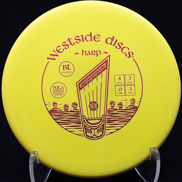 westside discs - harp - bt medium burst - putt & approach yellow/red sheen/173