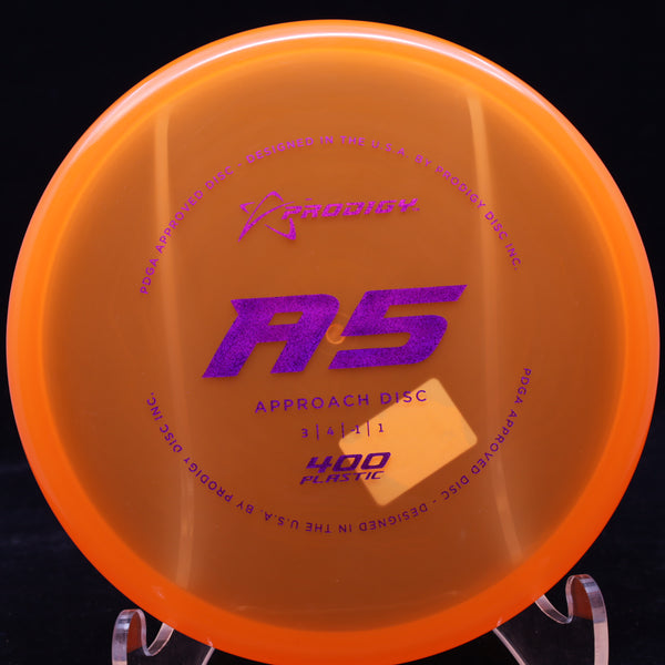 prodigy - a5 - 400 plastic - first run approach disc orange/purple micro glitter/175