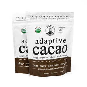 Adaptive Cacao - Superfood - Ditch the Coffee and get a Mental Boost with no Jitters! 2 Bags (50 Servings) adaptive apothecary cacao chocolate coffee everyday dose gameday mudwater mushroom roots apothecary