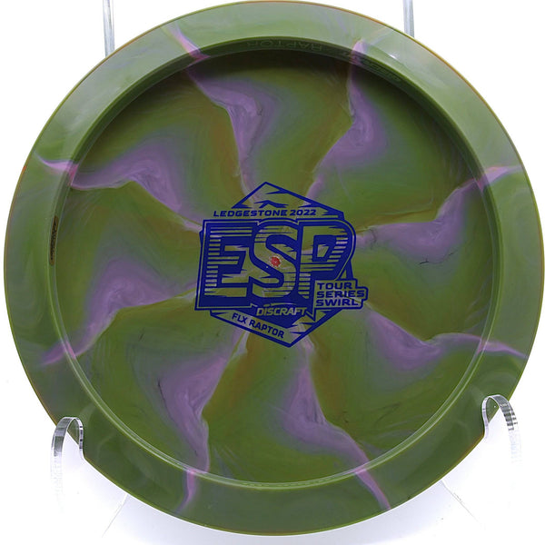 discraft - raptor - esp tour series swirl flx - 2022 ledgestone edition green pink/blue/174