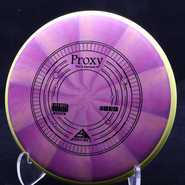 Axiom - Proxy - Cosmic Electron MEDIUM - Putt & Approach 170-175 PURPLE YELLOW 173 APPROACH PUTTER axiom cosmic Disc Golf disc golf discs disc golf discs for sale discs Driving putter electron mvp proxy putt Putt and Approach Putter Pocket Putting