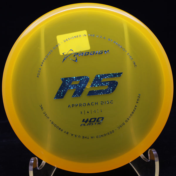 prodigy - a5 - 400 plastic - first run approach disc yellow mango/blue stars/174
