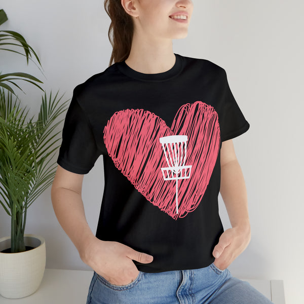 T shirt "Heart Disc Golf" Unisex Adult Size short sleeve Jersey tee, shirt - Heart - Discgolf basket Cotton Crew neck DIS GOLF FAN SHIRT DISC GOLF SHIRT DTG GOLFDISCO GOLFDISCO.COM I HEART DISC GOLF I LOVE DISC GOLF SHIRT Men's Clothing Regular fit T-shirts Unisex Women's Clothing