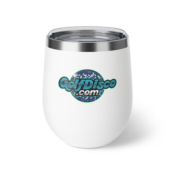 golf disco merch, copper vacuum insulated cup, 12oz, stainless steel, white / 12oz